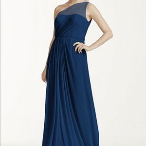 DAVIDS BRIDAL/ floor length one shoulder dress